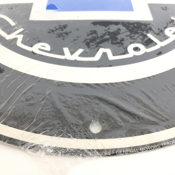 Genuine Chevrolet Metal Sign Circular Man Cave Garage Sign NEW Blue Black Silver - Picture 4 of 7